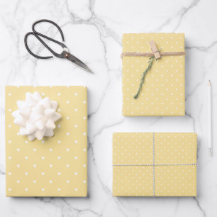 Feuille De Papier Cadeau Micro pois blanc - jaune canari