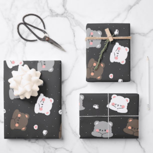 Feuille De Papier Cadeau Mignon motif sans couture d'ours endormis dans des