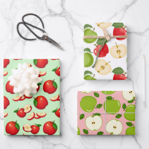 Feuille De Papier Cadeau mignonette pomme motif amoureux des fruits