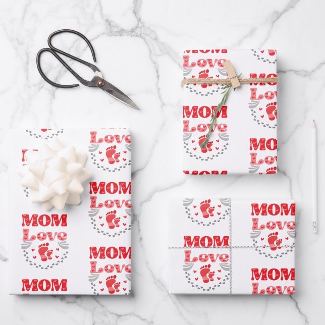 Feuille De Papier Cadeau Mignonne Maman Amour (Recto)