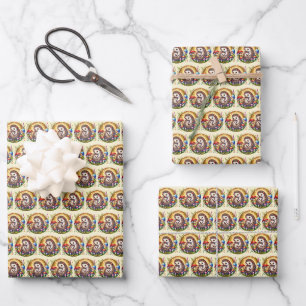 Feuille De Papier Cadeau Mignonne maman bébé hérisson personnalisable