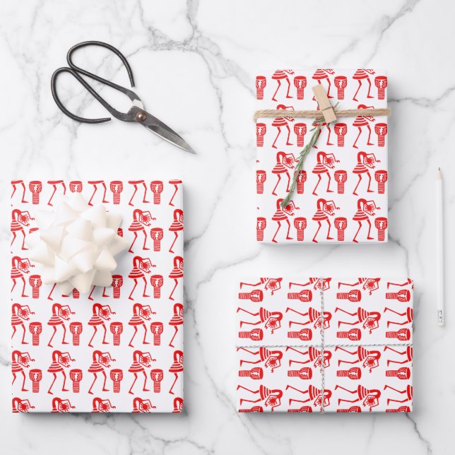 Feuille De Papier Cadeau Mignonne, Silhouette Rouge, Bonne Danse (Recto)