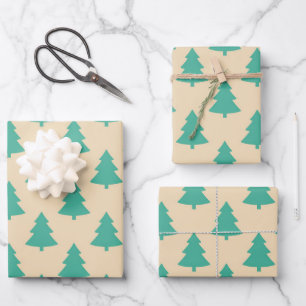 Feuille De Papier Cadeau Mille Monnaie Retro Turquoise vert sapin de Noël M