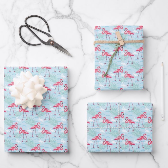 Feuille De Papier Cadeau Modèle flamant (Recto)