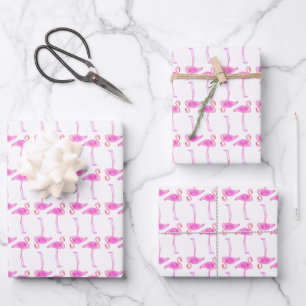 Feuille De Papier Cadeau Modèle flamant rose
