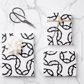 Feuille De Papier Cadeau Modern Black and White Chain Link Pattern Gift Wra