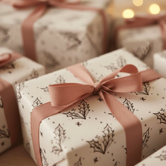 Feuille De Papier Cadeau Modern Black and white doodle style art 