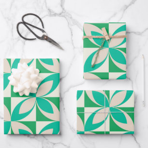Feuille De Papier Cadeau Moderne géométrique de milieu de siècle Formes Ver