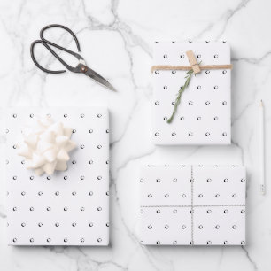 Feuille De Papier Cadeau Moderne mignon blanc noir petit pois motif