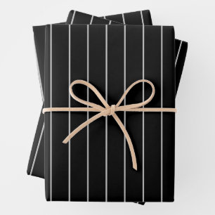 Feuille De Papier Cadeau Moderne minimal chic noir et gris rayé