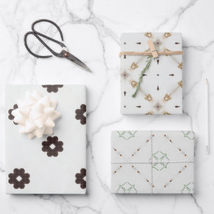 Feuille De Papier Cadeau Moderne minimaliste Beige et Brown Motif Vintage