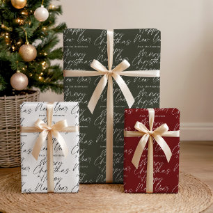 Feuille De Papier Cadeau Moderne minimaliste Joyeux Noël et Bonne Année