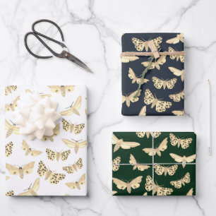 Feuille De Papier Cadeau Moderne Moth Motif Élégant Chic Neutral Cadeau