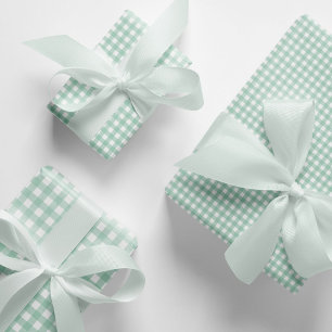 Feuille De Papier Cadeau Moderne Pastel Mint Green En vichy Check Motif