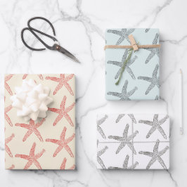 Feuille De Papier Cadeau Moderne Vintage Pastel Starfish Motif