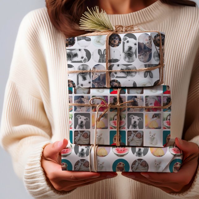 Feuille De Papier Cadeau Modernisez votre photo personnalisée Collage P (Créateur téléchargé)