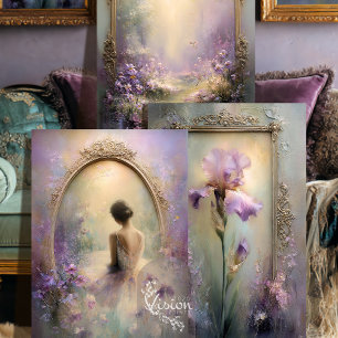 Feuille De Papier Cadeau Moments Délicats Iris Ballerine Jardin Lavande