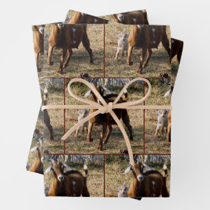 Feuille De Papier Cadeau Momma and Kid Goat - Petite impression