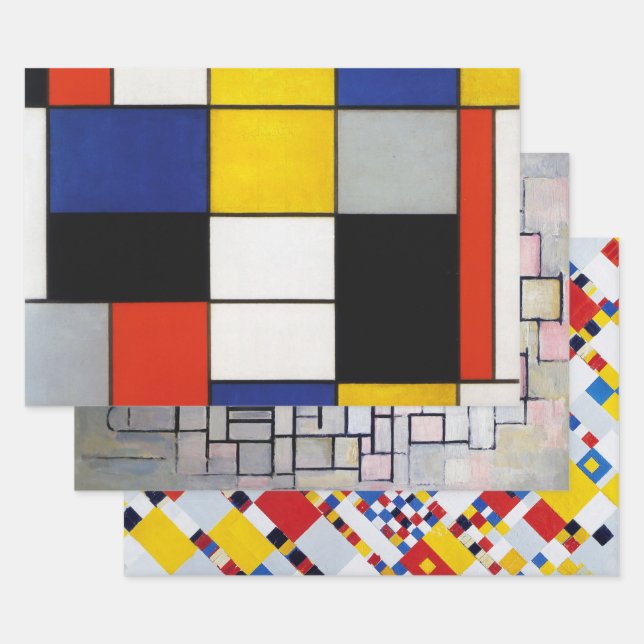 Feuille De Papier Cadeau Mondrian (Lot)