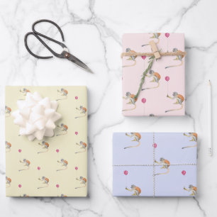 Feuille De Papier Cadeau Monkey ballon Party Cadeaupapier Vellen Set