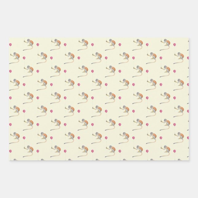 Feuille De Papier Cadeau Monkey Balloon Party Cadeaupapier Set - Tonkinson (Devant)