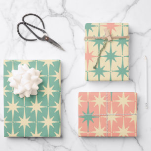 Feuille De Papier Cadeau Monnaie Motif Retro Vintage les années 50 Star Ver