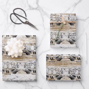 Feuille De Papier Cadeau Monograme de Woodland