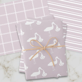 Feuille De Papier Cadeau Monogramme de livraison de Baby shower rose pâle