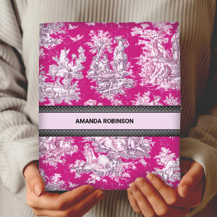Feuille De Papier Cadeau monogramme vintage fleuri rose magenta toile de jo