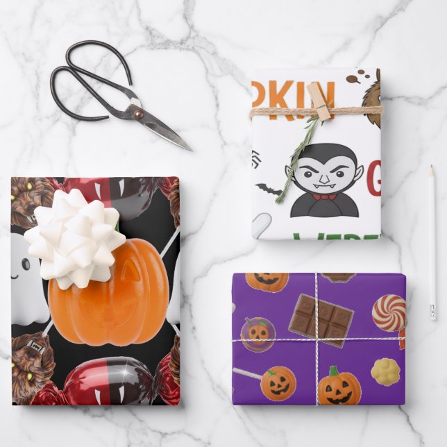 Feuille De Papier Cadeau Monster Candy Parade Cadeau Halloween (Recto)