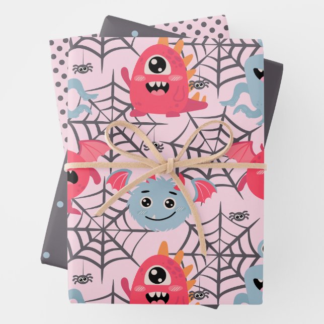 Feuille De Papier Cadeau Monstres éffrayantes (En situation)