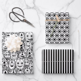 Feuille De Papier Cadeau Monstres Noirs Silencieux