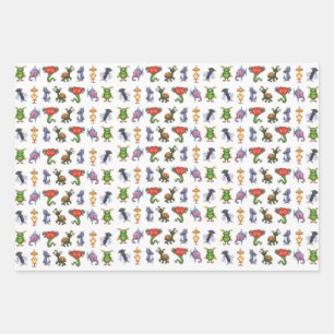Feuille De Papier Cadeau Monstres rigolos