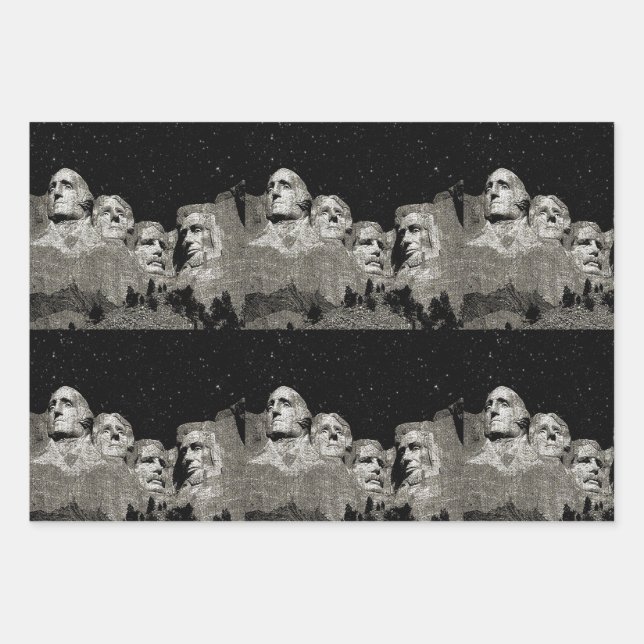 Feuille De Papier Cadeau Mont Rushmore Présidents américains, (Devant)
