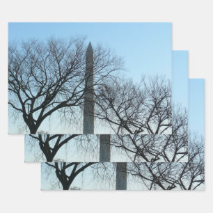 Feuille De Papier Cadeau Monument de Washington dans le paysage d'hiver I