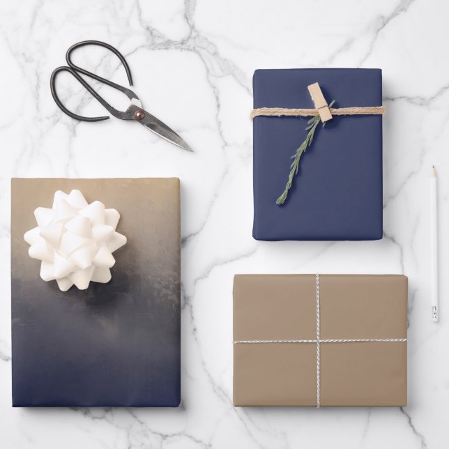 Feuille De Papier Cadeau Moody gris foncé (Recto)