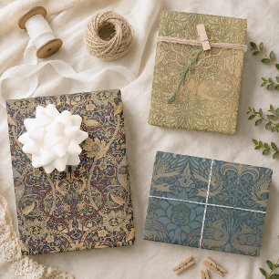 Feuille De Papier Cadeau Morris Brown Birds Dove Paon et Dragon Vintage