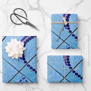 Feuille De Papier Cadeau Mosaïque bleue