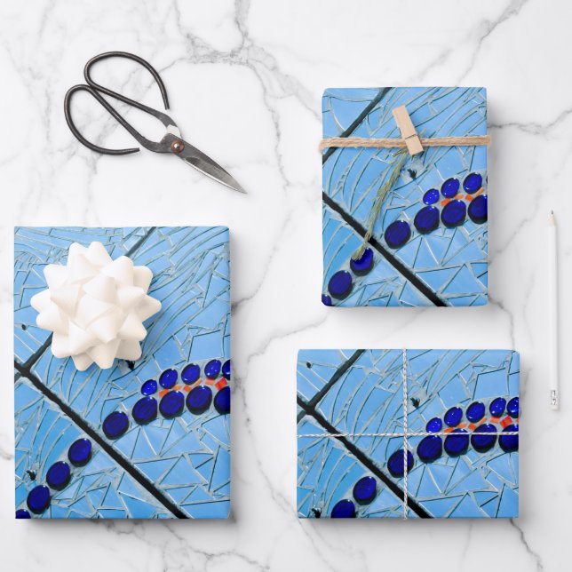 Feuille De Papier Cadeau Mosaïque Bleue Baltimore (Recto)