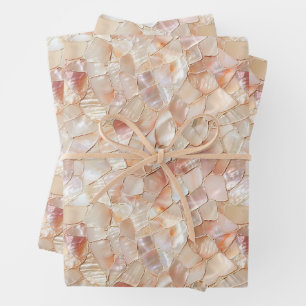 Feuille De Papier Cadeau Mosaïque de nacre pêche semi-brillant