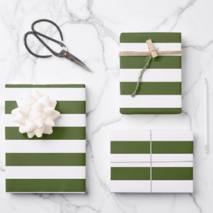 Feuille De Papier Cadeau Moss foncé Grandes vertes et blanches