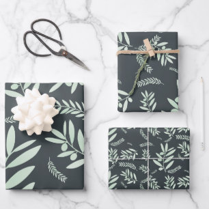Feuille De Papier Cadeau Motif à branche d'olivier naturel