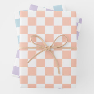 Feuille De Papier Cadeau Motif à carreaux pastel rétro