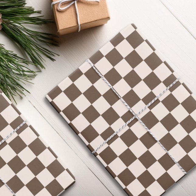 Feuille De Papier Cadeau Motif À damiers Brown (Créateur téléchargé)