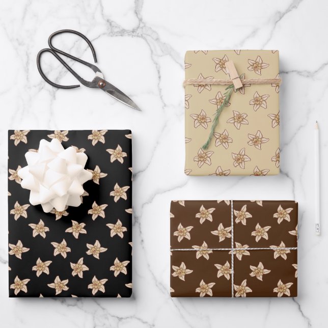 Feuille De Papier Cadeau Motif à fleurs de vanille (Recto)
