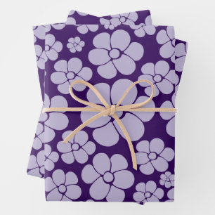 Feuille De Papier Cadeau Motif à fleurs - violet