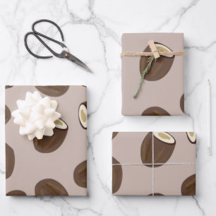 Feuille De Papier Cadeau Motif à la noix de coco