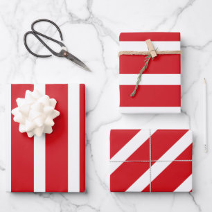 Feuille De Papier Cadeau Motif à rayures rouges et blanches