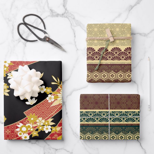Feuille De Papier Cadeau Motif à thème japonais (Recto)