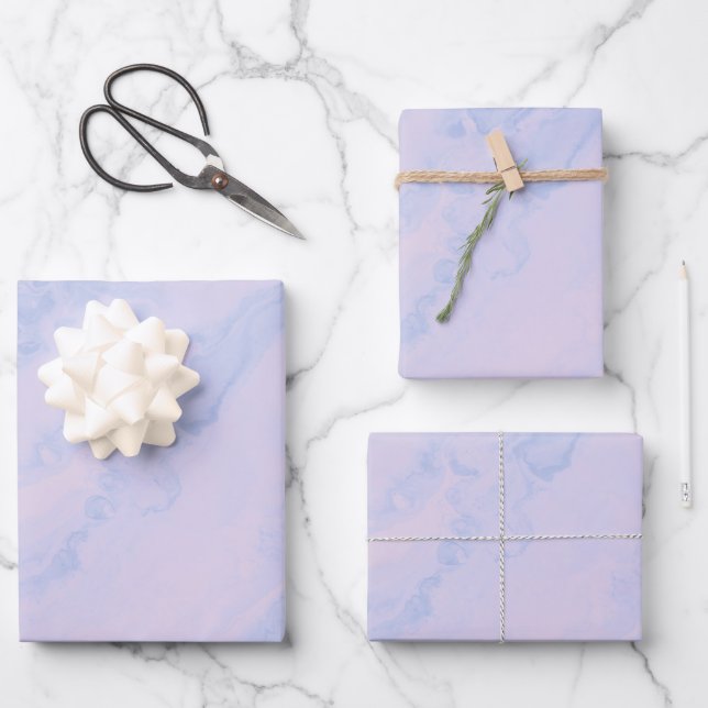 Feuille De Papier Cadeau Motif Abstrait d'encre liquide Pastel Lavender (Recto)